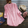 Plus Size Cotton Shirts Women Blouse Pink Vintage Autumn Tops Button Long Sleeve Tunic 2022 Casual Loose Ladies Blusas Famale
