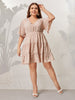 Plus Size Dress Women Floral Print Ruffles Sleeve 2023 Summer Autumn Casual Oversized 4XL Elegant Loose Pink Midi Dresses