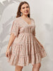 Plus Size Dress Women Floral Print Ruffles Sleeve 2023 Summer Autumn Casual Oversized 4XL Elegant Loose Pink Midi Dresses