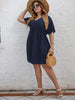 Plus Size Dress for Women Short Sleeve 2023 Autumn Clothing A Line Elegant Cotton Casual Loose Midi Tunic Dresses
