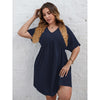 Plus Size Dress for Women Short Sleeve 2023 Autumn Clothing A Line Elegant Cotton Casual Loose Midi Tunic Dresses