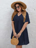 Plus Size Dress for Women Short Sleeve 2023 Autumn Clothing A Line Elegant Cotton Casual Loose Midi Tunic Dresses