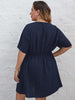 Plus Size Dress for Women Short Sleeve 2023 Autumn Clothing A Line Elegant Cotton Casual Loose Midi Tunic Dresses