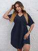 Plus Size Dress for Women Short Sleeve 2023 Autumn Clothing A Line Elegant Cotton Casual Loose Midi Tunic Dresses