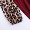 Plus Size Elegant Midi Dress for Women 2023 Autumn Winter Leopard Long Sleeve Wine Red Black Casual Dresses Large Size Clothing