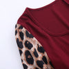 Plus Size Elegant Midi Dress for Women 2023 Autumn Winter Leopard Long Sleeve Wine Red Black Casual Dresses Large Size Clothing