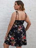 Plus Size Elegant Women Summer Midi Dress 4xl 2023 Curvy Large Size Black Floral Print Sleeveless V Neck A Line Casual Dresses