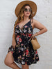 Plus Size Elegant Women Summer Midi Dress 4xl 2023 Curvy Large Size Black Floral Print Sleeveless V Neck A Line Casual Dresses