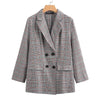 Plus Size Fashion OL Blazers Women's Check Coat Jackets ZANZEA 2022 Casaul Long Sleeve Overcoats Female Double Breasted Outwears