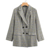 Plus Size Fashion OL Blazers Women's Check Coat Jackets ZANZEA 2022 Casaul Long Sleeve Overcoats Female Double Breasted Outwears