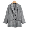 Plus Size Fashion OL Blazers Women's Check Coat Jackets ZANZEA 2022 Casaul Long Sleeve Overcoats Female Double Breasted Outwears