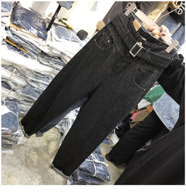 Plus Size Fashion Spring Jean Women Korean Style High Waist Womens Wide Leg Female Denim Jeans Harem Pants Trousers Females Pant