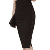 Plus Size  Women Skirt Midi Skirt Slim OL Sexy Open Slit Button Slim Pencil Skirt Elegant Ladies Skirts S-4XL