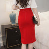 Plus Size  Women Skirt Midi Skirt Slim OL Sexy Open Slit Button Slim Pencil Skirt Elegant Ladies Skirts S-4XL