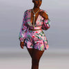 Plus Size Floral Printed 2 Piece Set Women Shorts and Top Y2K Clothes Night Club Party Birthday Outfits Matching Sets
