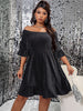 Plus Size Glitter Elegant 4XL Midi Dress for Women 2023 Summer Sexy Curvis Cocktail Evening Party Dresses Large Size Clothing