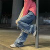 Plus Size Jeans Women Spring Autumn Ripped High Waist Loose Button Zipper High Street Trousers Female Pants ZM034