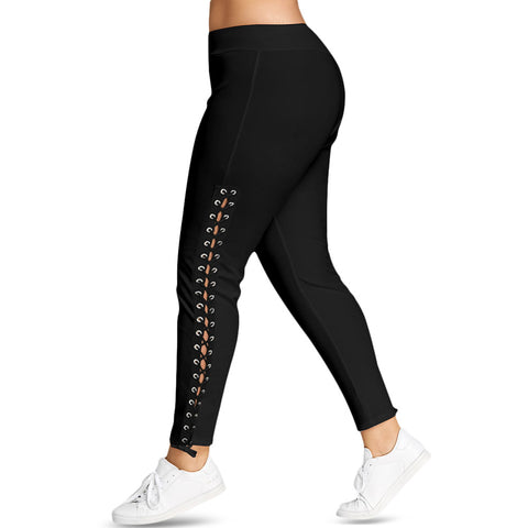 Plus Size Lace Up Grommet Leggings 2022 Skinny Leggins Women Pencil Pants Trouser Black White Leggings Big Size 5XL Pantalones