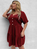 Plus Size Loose Midi Dress Women's Short Sleeve Buttons 4XL 2023 Summer Elegant Ladies Beach Dresses Large Size Casual Clothing