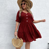 Plus Size Loose Midi Dress Women's Short Sleeve Buttons 4XL 2023 Summer Elegant Ladies Beach Dresses Large Size Casual Clothing