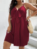 Plus Size Midi Dress for Women 4XL Bow V Neck Sexy A Line Clothing 2023 Summer Sleeveless Casual Beach Solid Dresses