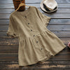 Plus Size New Women Short Sleeve Buttons Down Ruffles Shirt Casual Loose Party Work Cotton Linen Top Summer Blouse Blusas