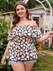 Plus Size Peplum Blouses Large Size Curvy T-shirts Summer 2023 Women 4xl Heart Print Ruffles Off Shoulder Casual Ladies Top