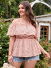 Plus Size Peplum Blouses Large Size Curvy T-shirts Summer 2023 Women 4xl Heart Print Ruffles Off Shoulder Casual Ladies Top