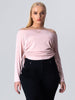 Plus Size Pink Cropped Tops Autumn Winter 2023 Women Large Y2k 4XL Long Sleeve Blouses Streetwear Casual Oversize Ladies T Shirt