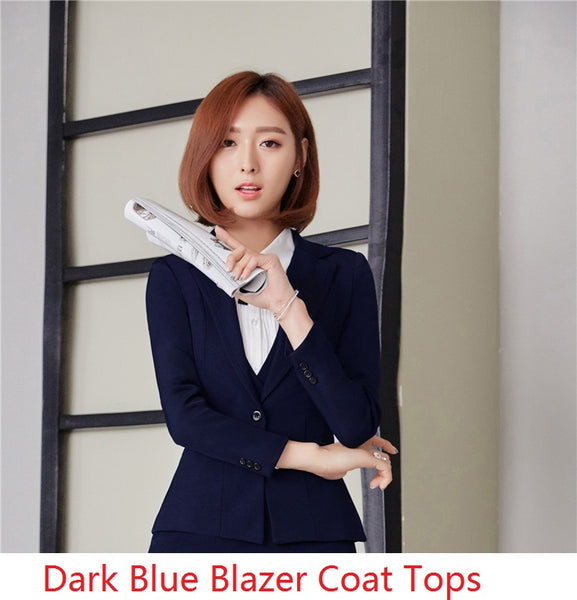 Plus Size Professional Long Sleeve Autumn Winter Blazers &  Jackets Coat For Ladies Business  Female Tops Blazer Outwear Blue