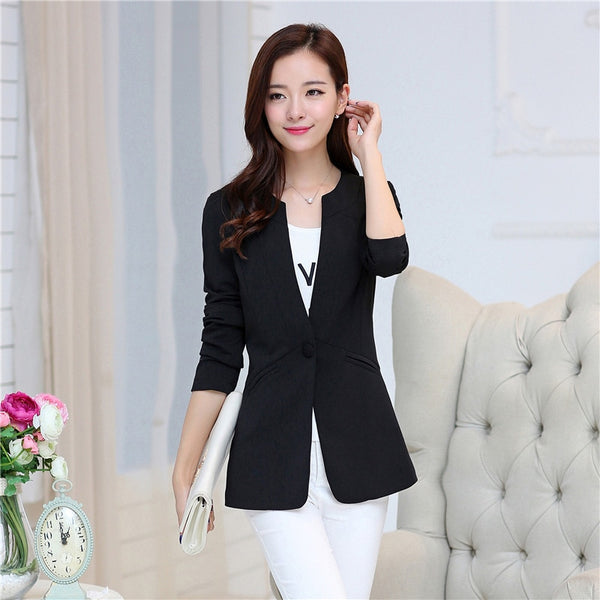 Plus Size S-5XL Small Suit Jacket Female Spring Women Blazer Feminino Long Jacket Slim Suit Blazers Coat Chaquetas Mujer C2304