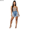 Plus Size S-5XL Women Summer High Waist Zipper Fly Hollow Out Sexy Hole Denim Shorts Casual Tassel Hem Short Jeans