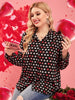 Plus Size Shirt 2023 Autumn Heart Print Blouses Women Long Sleeve Turn-down Collar Blouse Casual Tops Y2k Clothing