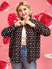 Plus Size Shirt 2023 Autumn Heart Print Blouses Women Long Sleeve Turn-down Collar Blouse Casual Tops Y2k Clothing