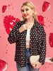 Plus Size Shirt 2023 Autumn Heart Print Blouses Women Long Sleeve Turn-down Collar Blouse Casual Tops Y2k Clothing