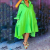 Plus Size Shirt Dress Women 2023 Spring Summer Long Sleeve Solid Green Loose Single Breasted Irregular Long Dresses Sundress