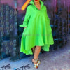 Plus Size Shirt Dress Women 2023 Spring Summer Long Sleeve Solid Green Loose Single Breasted Irregular Long Dresses Sundress