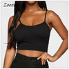 Plus Size Strap Adjustable Backless Camisole Square Neck Crop Tops Sleeveless Street Casual Ladies Tank Summer Black White Tops