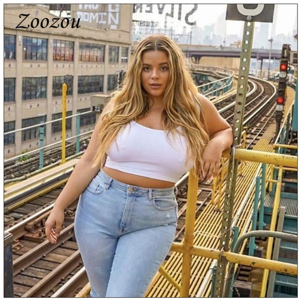 Plus Size Strap Adjustable Backless Camisole Square Neck Crop Tops Sleeveless Street Casual Ladies Tank Summer Black White Tops