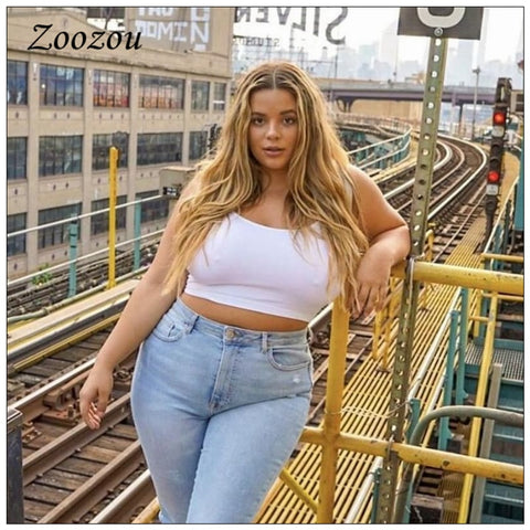 Plus Size Strap Adjustable Backless Camisole Square Neck Crop Tops Sleeveless Street Casual Ladies Tank Summer Black White Tops
