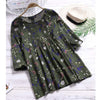 Plus Size Summer Women Blouse Shirt Loose Floral Print Shirt Linen Cotton Top 3/4 Sleeve Blusa Feminina Casual Camisa S to 5XL
