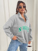 Plus Size Sweatshirts Women Large Size 4xl  2023 Autumn Loose Zipper Printing Sporty Pullovers Curvy Grey Oversized Clothing