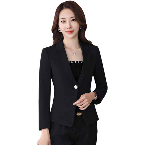 Plus Size Women Black Blazer Feminino Full Length Sleeve Office Lady Korean Style Single Button Jacket Femme Top Chaqueta Mujer