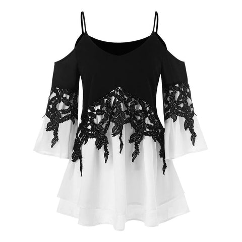 Plus Size Women Blouse 2022 Sexy Cold Shoulder Floral Printed Tunic Shirt Summer Spaghetti Strap V Neck Blouse And Tops camisas