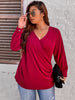 Plus Size Women Clothing 2023 Autumn Winter Loose Fit Long Sleeve T Shirt Solid Black Large Big Tops V Neck Casual Blouse 4XL