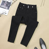 Plus Size Women Denim Pants Spring High Waist Slim Jeans Gray And Black Streetwear Female Stretch Pencil Jeans M-4XL