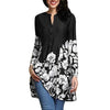 Plus Size Women Printed Blouses Korean Fashion Button V-Neck Long Tunic Tops 2022 Summer Autumn Loose Ladies Office Shirts Blusa