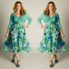 Plus Size Women Summer Boho Floral Long Dreess Sexy Sleeveless V Neck Holiday Beach Style Casual Long Dress Sundress L-3XL
