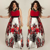 Plus Size Women Summer Boho Floral Long Dreess Sexy Sleeveless V Neck Holiday Beach Style Casual Long Dress Sundress L-3XL