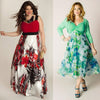 Plus Size Women Summer Boho Floral Long Dreess Sexy Sleeveless V Neck Holiday Beach Style Casual Long Dress Sundress L-3XL